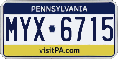 PA license plate MYX6715