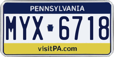 PA license plate MYX6718