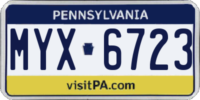 PA license plate MYX6723