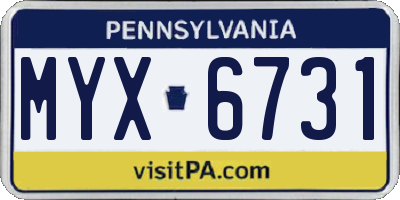 PA license plate MYX6731