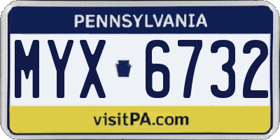 PA license plate MYX6732