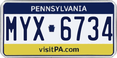 PA license plate MYX6734