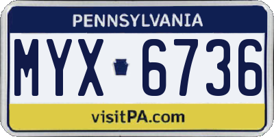 PA license plate MYX6736