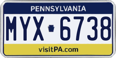 PA license plate MYX6738