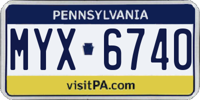 PA license plate MYX6740