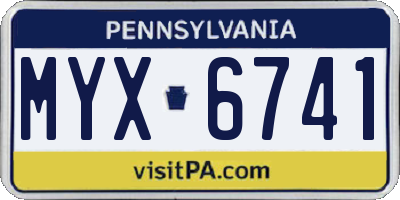 PA license plate MYX6741