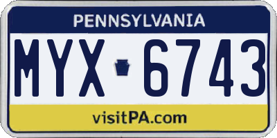 PA license plate MYX6743