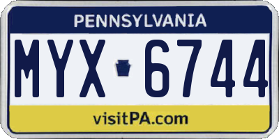 PA license plate MYX6744
