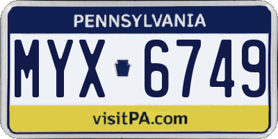 PA license plate MYX6749