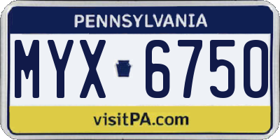 PA license plate MYX6750