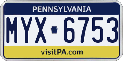 PA license plate MYX6753