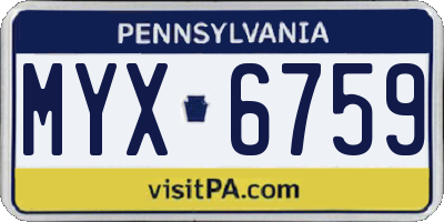 PA license plate MYX6759
