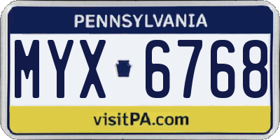 PA license plate MYX6768