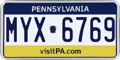 PA license plate MYX6769