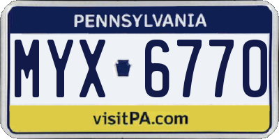 PA license plate MYX6770