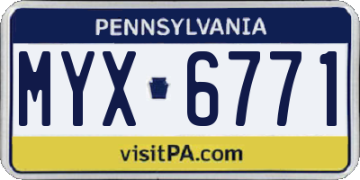 PA license plate MYX6771
