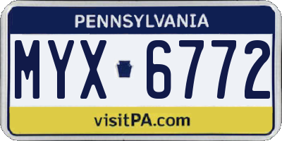 PA license plate MYX6772