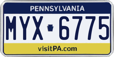 PA license plate MYX6775