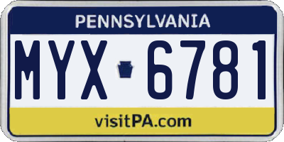 PA license plate MYX6781