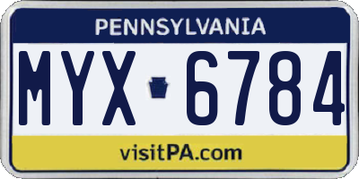 PA license plate MYX6784
