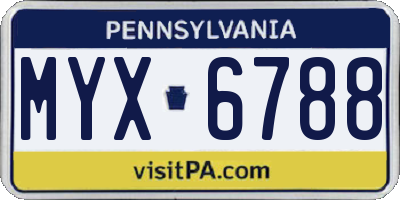 PA license plate MYX6788