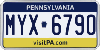 PA license plate MYX6790