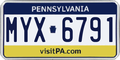 PA license plate MYX6791
