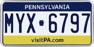 PA license plate MYX6797