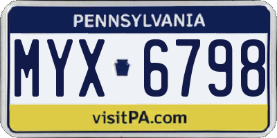 PA license plate MYX6798