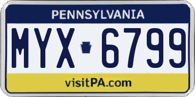 PA license plate MYX6799