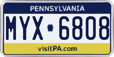 PA license plate MYX6808
