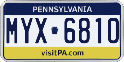 PA license plate MYX6810