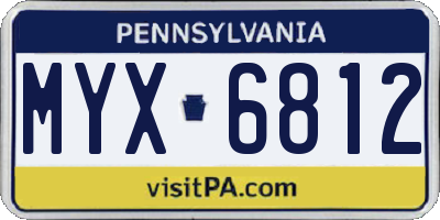 PA license plate MYX6812