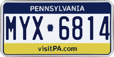 PA license plate MYX6814