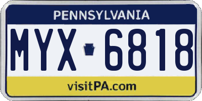 PA license plate MYX6818