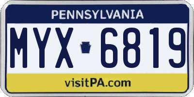PA license plate MYX6819