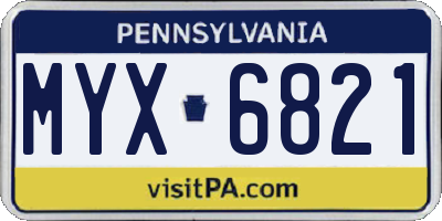 PA license plate MYX6821