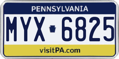 PA license plate MYX6825