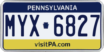 PA license plate MYX6827