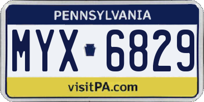 PA license plate MYX6829
