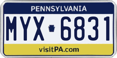 PA license plate MYX6831