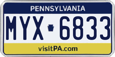 PA license plate MYX6833