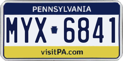 PA license plate MYX6841