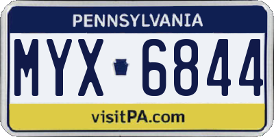 PA license plate MYX6844