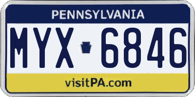 PA license plate MYX6846