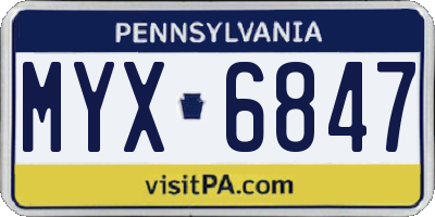 PA license plate MYX6847