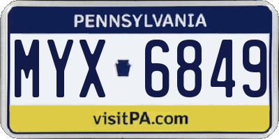 PA license plate MYX6849