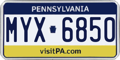 PA license plate MYX6850