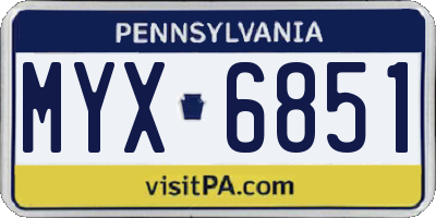 PA license plate MYX6851