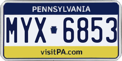 PA license plate MYX6853